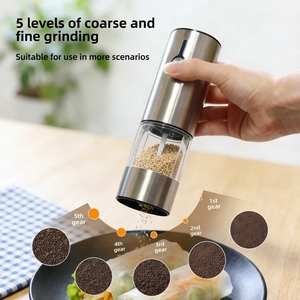 Molino de Especias Recargable Automático Ajustable de Primera Calidad, Acero Inoxidable 304, Núcleo de Cerámica Seguro para Alimentos, Portátil - Product Image 3