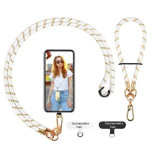 Crossbody Telefon-Lanyard Handgelenkband verstellbares Handy-Lanyard mit Patch Premium 8 mm dickes Seil