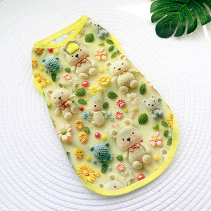 Chaleco de oso 3D con diseño de animales adorables para perros pequeños, ropa fina de verano para mascotas, material de poliéster, diseño antidesprendimiento - Product Image 2