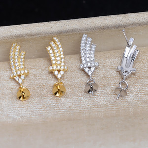Componentes de Joyería Semi-Acabados S925, Plata, Diseño de Cereza, Accesorios para Pendientes, Perla Hueca con Incrustaciones 1015 - Product Image 1