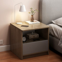 Table de chevet moderne minimaliste en pierre, best-seller, avec plateau en bois et 2 tiroirs, pour hôtels, gîtes, meubles de rangement pour chambre à coucher