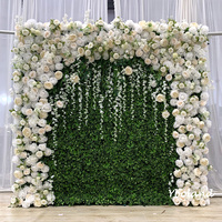 H127 Groene planten, witte hangende bloemen, gesimuleerde gecodeerde versterkte stof bloemenwand achtergrond bruiloftdecoraties