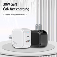 Chargeur mural USB C double port Justlink 30W GaN avec prises interchangeables US/EU/UK, adaptateur de voyage à charge rapide