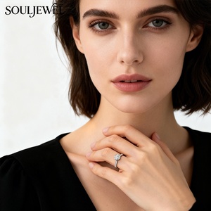 Anello <span class=keywords><strong>di</strong></span> Lusso Souljewel in Argento Sterling 925 con Moissanite, Taglio Rotondo Classico, Anello <span class=keywords><strong>di</strong></span> Fidanzamento e Promessa per Donne - Product Image 6