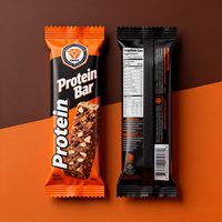 Sachets scellés à l'arrière personnalisés en aluminium pour poudre, protéines, barres chocolatées, emballage thermoscellé, sacs pour barres chocolatées