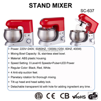 Magnifique batteur sur socle électrique 5L à tête inclinable avec moteur entièrement en cuivre, 6 vitesses et bol en acier inoxydable