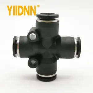 PZA Air Pneumatic Fitting 4 6 8 10 12mm OD Hose 4 Way Cross Shaped Splitter Push In Pneumatic Tube Connector Quick Fittings