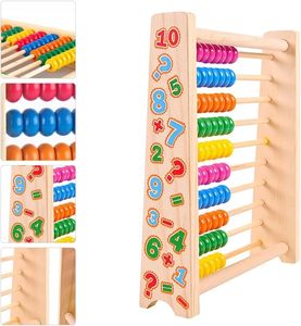 Ábaco de Madera para Niños, Juguete Educativo Temprano con Cuentas de Colores, Marco de Cálculo, Aprendizaje de Matemáticas Montessori 3+ Unisex - Product Image 2