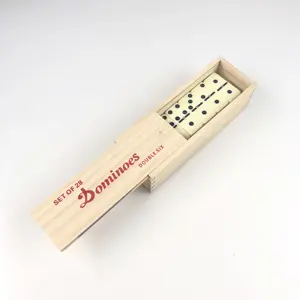 28 piastrelle avorio bianco doppio sei Domino nero punto di plastica Domino set di gioco con centro Spinner in scatola di legno