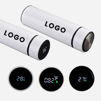Thermos à température sous vide isolée en acier inoxydable à double paroi de 500ml personnalisées thermos intelligentes et numériques à DEL