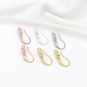 Color-preserving 18K gold-plated U-shaped ear <b>hooks</b>, copper micro-painted with 4mm zircon ear <b>hooks</b>, DIY handmade <b>earrings</b> A02 - Product Image 1