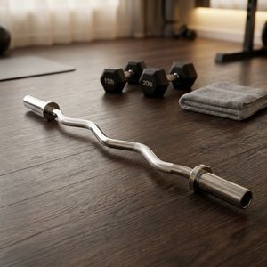 Barre de musculation moletée pour poids libres, réduit la pression au poignet, s'adapte aux plaques de poids standard, idéale pour <span class=keywords><strong>l</strong></span>'entraînement de force à domicile - Product Image 1