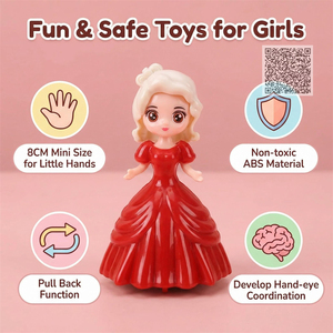 Juguete barato para niñas pequeñas mini figura de princesa muñeca en vestido de fiesta con ruedas extraíbles juguete para piñata juguetes de relleno no basura - Product Image 6