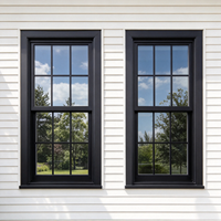 Fenêtre en aluminium à double battant, directement de l'usine, avec grille décorative en verre pour la rénovation de villas