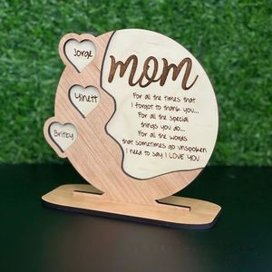 Ornements Décoratifs Personnalisés en Bois Sculpté Détachable pour la Fête des Mères - Product Image 1