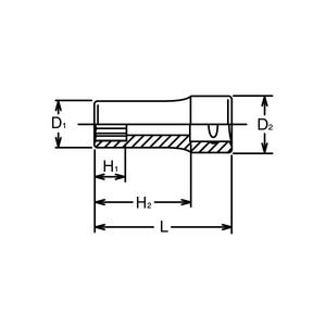 KOKEN - 2305M-6 Zócalo profundo métrico poligonal de 1/4 ''-EAN 4991644001880 TOMAS DE MANO 1/4" - Product Image 2