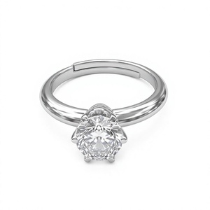 Bague de fiançailles solitaire en or plaqué 18K 14K avec diamant taille brillant rond, sertie de 6 griffes, bijou raffiné, cadeau pour femme - Product Image 1