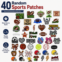 Lot de 40 patchs sportifs en tissu écologiques aléatoires, badges brodés thermocollants pour football, basketball, soccer, appliques DIY