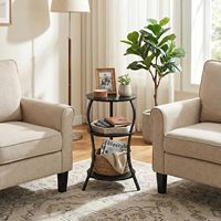 Table d'appoint, petite table d'appoint, table de chevet haute pour salon, chambre, bureau, salle de bain, marron rustique et noir classique