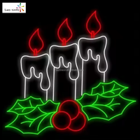 Luz LED Decorativa 2D con Motivo de Vela, Clasificación IP44, 2700K Blanco Cálido, Fácil Instalación para Decoración Exterior, Ramadán, Diwali, Navidad