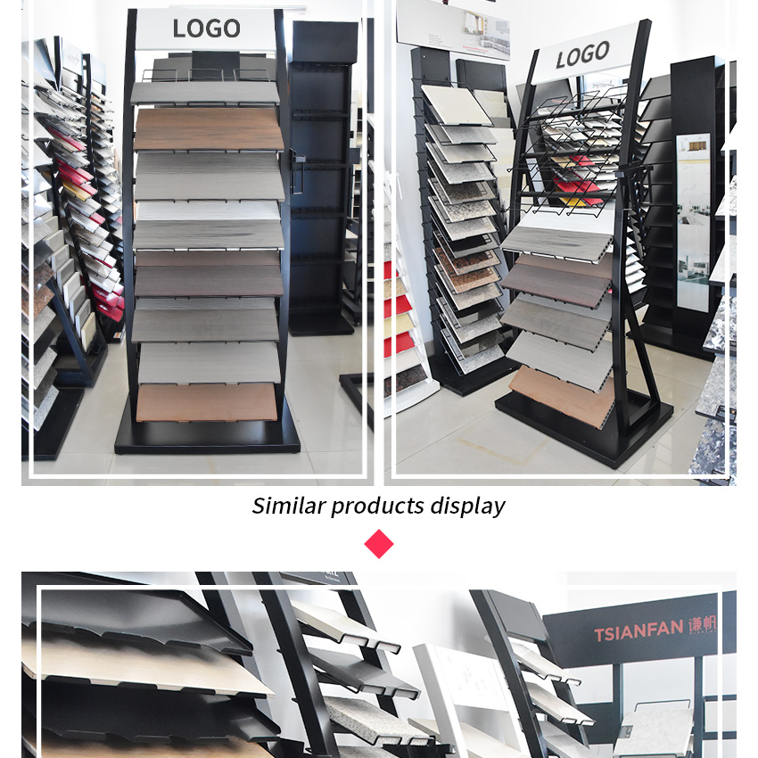 Showroom Floor Stand Parquet Shelves Factory Custom Metal Displays Stand Wood Hard Deck Oak Wooden Flooring Sample Rack Display