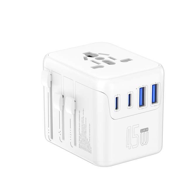 For Home Hotel Overseas Use Portable Global Travel Adapter Safe Certified Travel Essentials 45W GaN AU/EU/UK/US Plug Socket