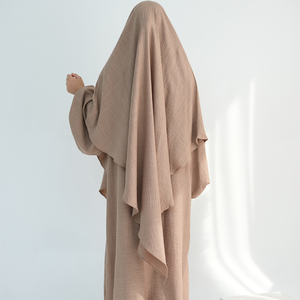 Vestido con cremallera para mujer musulmana Abaya con conjunto Khimar túnica modesta ropa islámica Turkiye mamá vestido de <span class=keywords><strong>lactancia</strong></span> traje caftán - Product Image 5