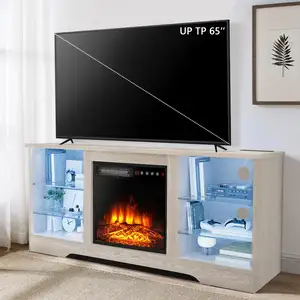 거실 140cm led 부동 2 서랍 벽난로 TV 스탠드 캐비닛 단위 가구 높은 광택 선반 아래 TV 단위 쇼케이스