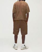 Ensemble short et t-shirt ample marron respirant pour homme, style décontracté, avec appliqué imprimé délavé, effet délavé à l'acide, survêtement baggy pour l'été