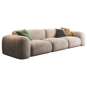 Ensemble de canapé modulaire convertible 3 places en velours, style nuage, pour salon en forme de L, mobilier de luxe nordique pour villa - Product Image 2
