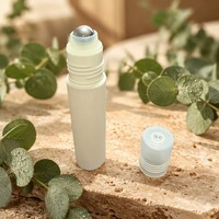 Weiße Roll-On-Flasche mit transparentem Deckel, 10 ml, Kunststoff, 19 mm x 90 mm, kleine Menge
