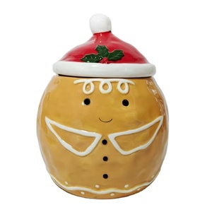 Pot de stockage d'aliments en céramique Logo personnalisé exclusif Bonhomme de neige de Noël peint à la main pour les opportunités de vente en gros - Product Image 5
