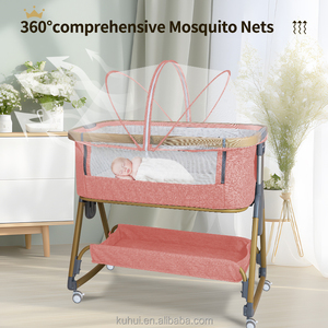 Mesita de noche con 4 bloqueos automáticos y altura ajustable Malla transpirable y colchón <span class=keywords><strong>Cuna</strong></span> de noche para recién nacido - Product Image 2