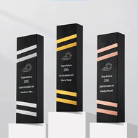 Trophée en ardoise noire gravé sur mesure, plaque de récompense en bois avec bandes dorées et argentées pour la reconnaissance des meilleures ventes d'entreprise, souvenir