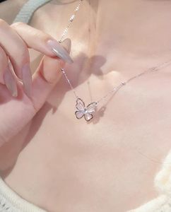 Collana a catena in oro 18K con motivo a <span class=keywords><strong>farfalla</strong></span> <span class=keywords><strong>rosa</strong></span> con zirconi 42 + 5cm collana alla moda in ottone per regalo N0716 - Product Image 6