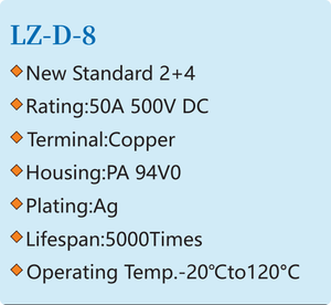 LZ-<span class=keywords><strong>D</strong></span>-8 Nuevo Estándar 2+4 50A 500V Conector de Alta Corriente con Carcasa PA para Conexiones de Cableado de Alimentación - Product Image 2