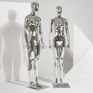 Fashion Design Chrome Mannequin Male Full Body Silver Plastic Dress Form Male Mannequin Luxury For Clothes Store