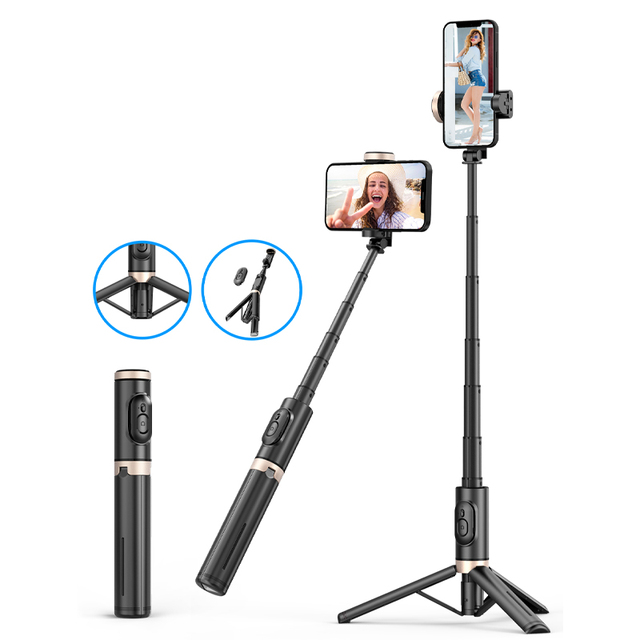 Q12 Invisible Selfie Stick Tripod 730mm Aluminum Alloy Rod Wireless Remote for Smartphone