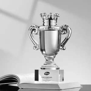 Troféu De Vidro De Cristal De Alta Qualidade K9 Basketball League Champion Award Crown Crafts Trophy