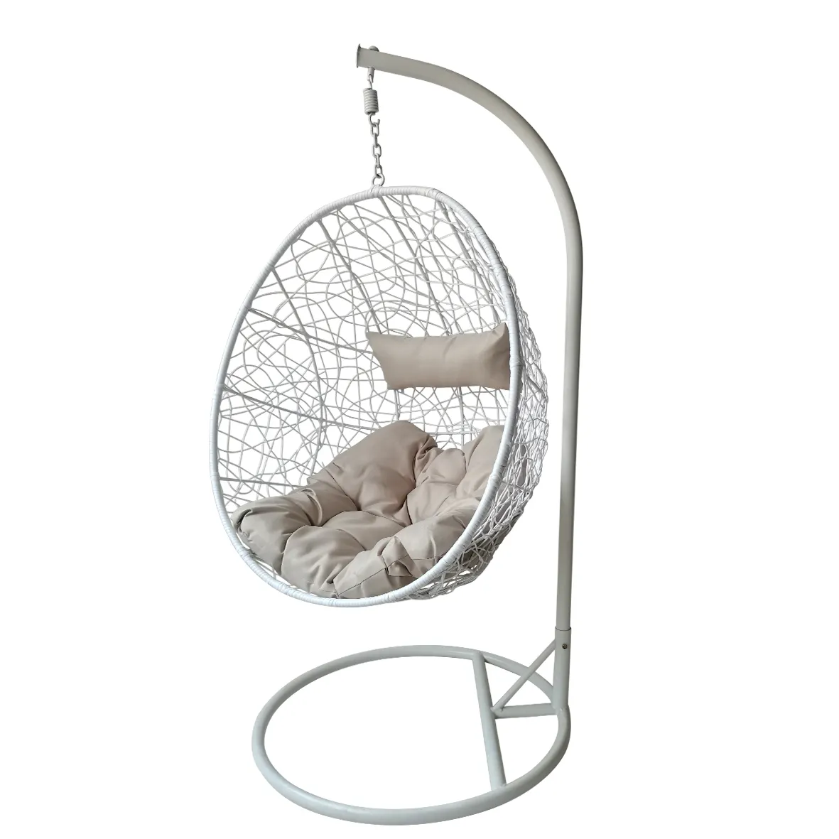 Garden Cane Furniture Metal Rattan Outdoor Patio Balcony Egg Shaped Nest Basket Adult Wicker Hanging Swing Chair with Stand