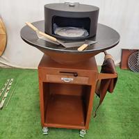 Table de foyer géométrique en acier Corten avec rangement pour bois, décoration moderne pour patio extérieur