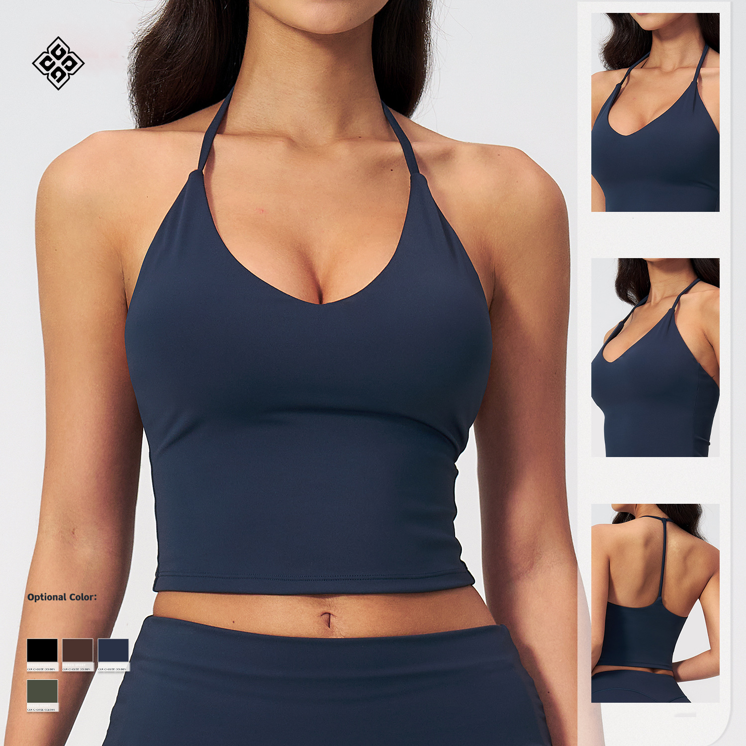 Women Wear a Sports Vest with a V-neck and a Chest Cushion for Slimming Women Wear a Yoga Top Over a Vest