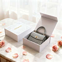 Boîte d'emballage de luxe en carton rigide pour sac à main, avec fermeture magnétique, ensemble d'emballage de sac à main de marque, boîte cadeau rose pour sac à main en cuir