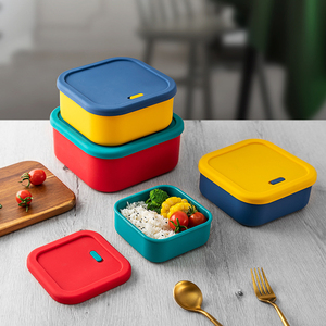 Single Compartment Silicone Bento <b>Lunch</b> Box <b>Set</b> for School Children Kid No Spillage With Lid - Product Image 6