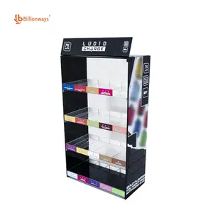 New Products Locking Door Pop Up Cards Acrylic Display Case Electronic Shisha Flavor 5 Layers Display Stand With 15 Pushers