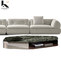 Table basse en marbre de qualité supérieure avec structure en acier inoxydable, mobilier de villa de luxe, design moderne