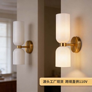 Modern Wall <b>Sconce</b>, Brass Wall Lamp with Cylinder Glass Shade, Indoor Wall <b>Light</b> Fixture for Bedroom Bathroom Hallway Vanity - Product Image 3