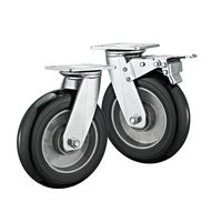 Roue pivotante robuste de 8 pouces (200 mm) avec noyau en aluminium hautement élastique, roue en caoutchouc massif, avec plaque / frein