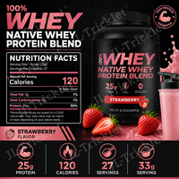 Poudre de Protéine de Lactosérum Naturelle à la Fraise 25g Protéines Post-Entraînement Nutrition Sportive Fabricant OEM Marque Privée