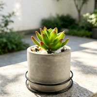 Pot de fleurs rond en ciment de style industriel avec support métallique, jardinière en béton pour balcon, plante succulente, couleur personnalisée